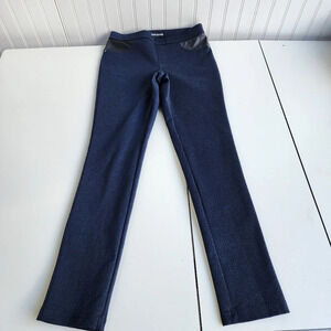 DKNY Womens Pullover Elastic Waist Stretch Blue Black Print Jeans Pants XS 27x28